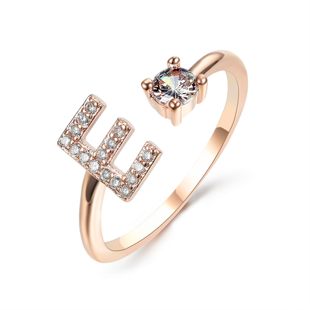 Anillo Ajustable con Inicial — Joyería de Moda para Mujer, Diseño Elegante y Simple, 26 Letras Disponibles