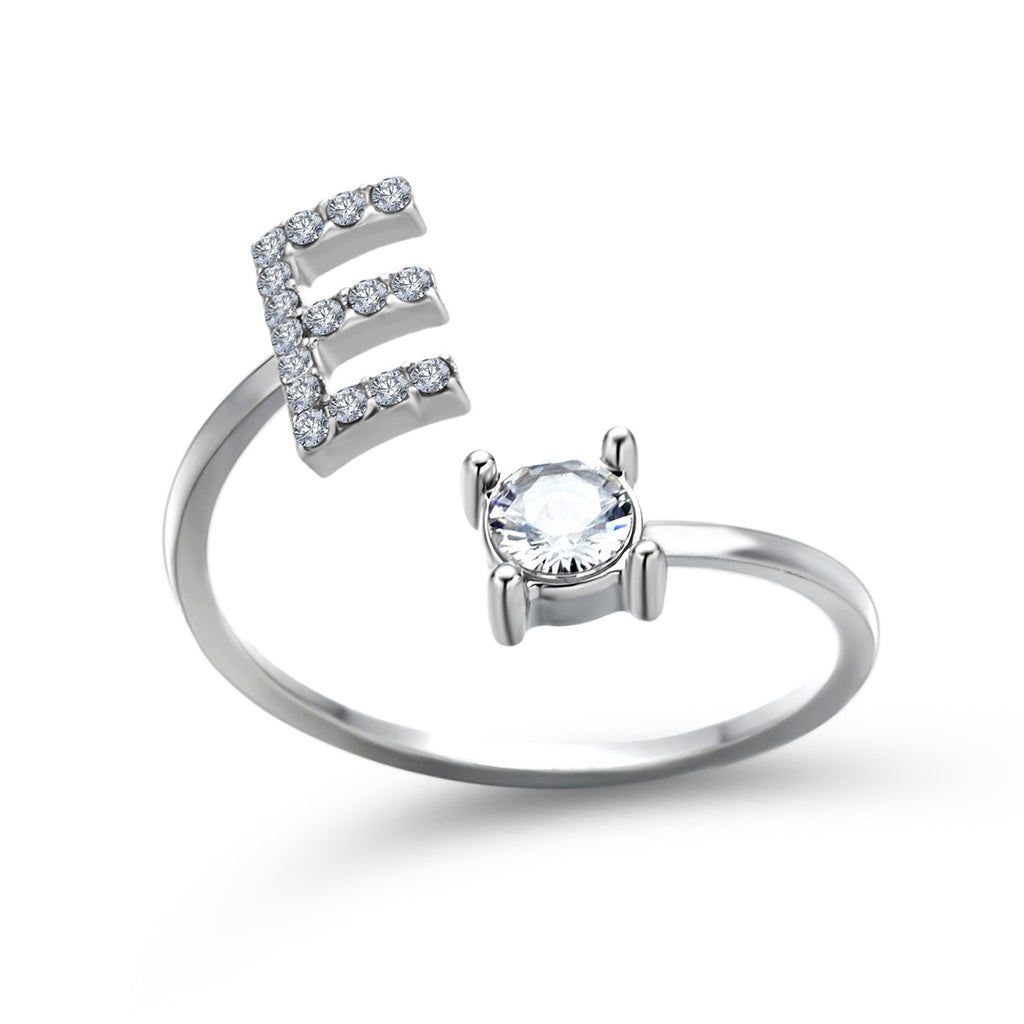 Anillo Ajustable con Inicial — Joyería de Moda para Mujer, Diseño Elegante y Simple, 26 Letras Disponibles