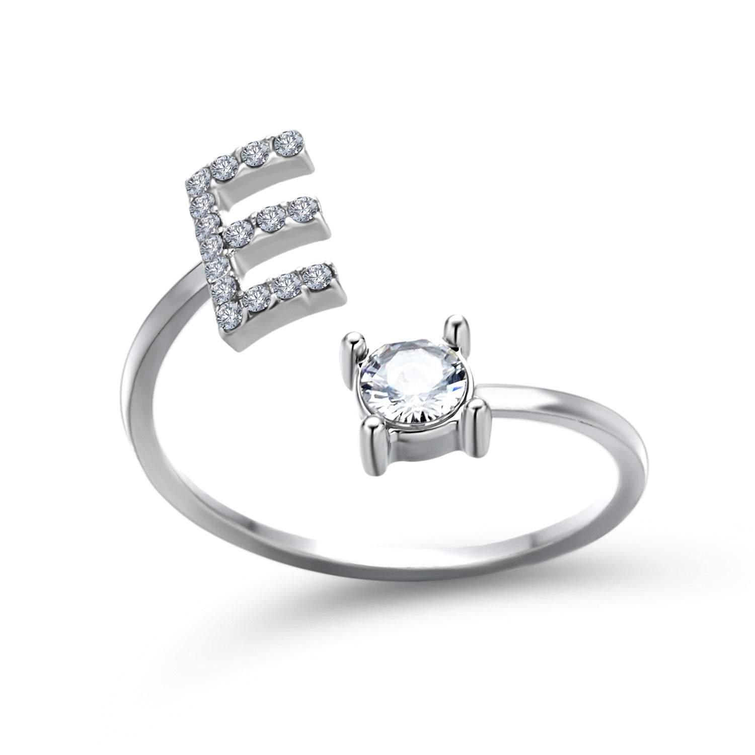 Anillo Ajustable con Inicial — Joyería de Moda para Mujer, Diseño Elegante y Simple, 26 Letras Disponibles