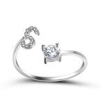 Anillo Ajustable con Inicial — Joyería de Moda para Mujer, Diseño Elegante y Simple, 26 Letras Disponibles