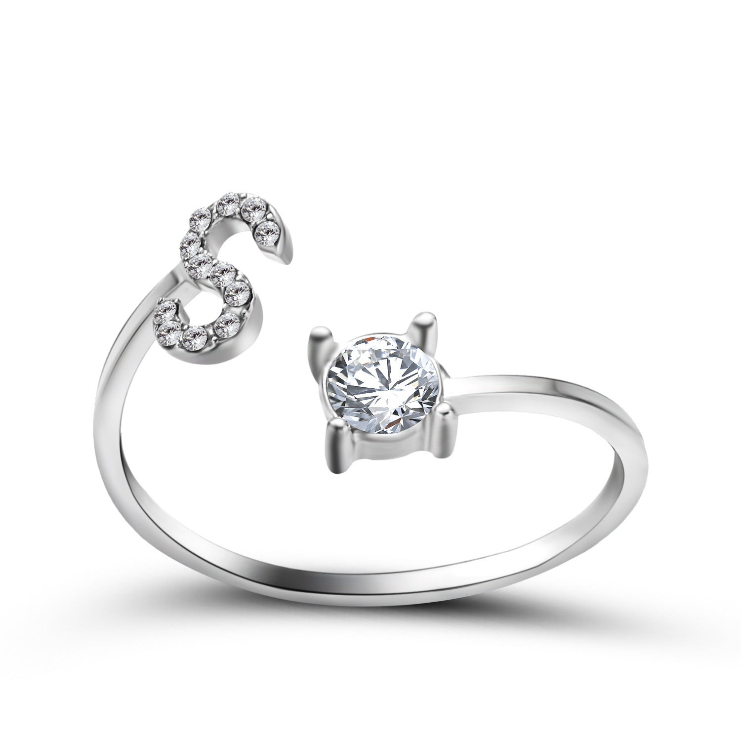 Anillo Ajustable con Inicial — Joyería de Moda para Mujer, Diseño Elegante y Simple, 26 Letras Disponibles
