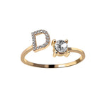 Anillo Ajustable con Inicial — Joyería de Moda para Mujer, Diseño Elegante y Simple, 26 Letras Disponibles