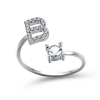 Anillo Ajustable con Inicial — Joyería de Moda para Mujer, Diseño Elegante y Simple, 26 Letras Disponibles