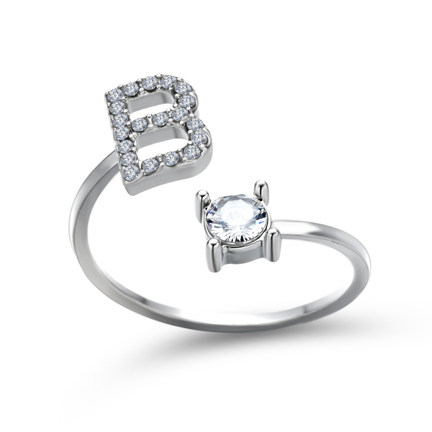 Anillo Ajustable con Inicial — Joyería de Moda para Mujer, Diseño Elegante y Simple, 26 Letras Disponibles