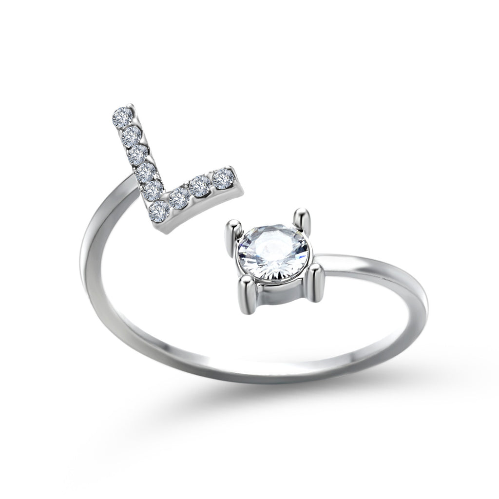 Anillo Ajustable con Inicial — Joyería de Moda para Mujer, Diseño Elegante y Simple, 26 Letras Disponibles