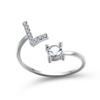 Anillo Ajustable con Inicial — Joyería de Moda para Mujer, Diseño Elegante y Simple, 26 Letras Disponibles