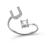 Anillo Ajustable con Inicial — Joyería de Moda para Mujer, Diseño Elegante y Simple, 26 Letras Disponibles