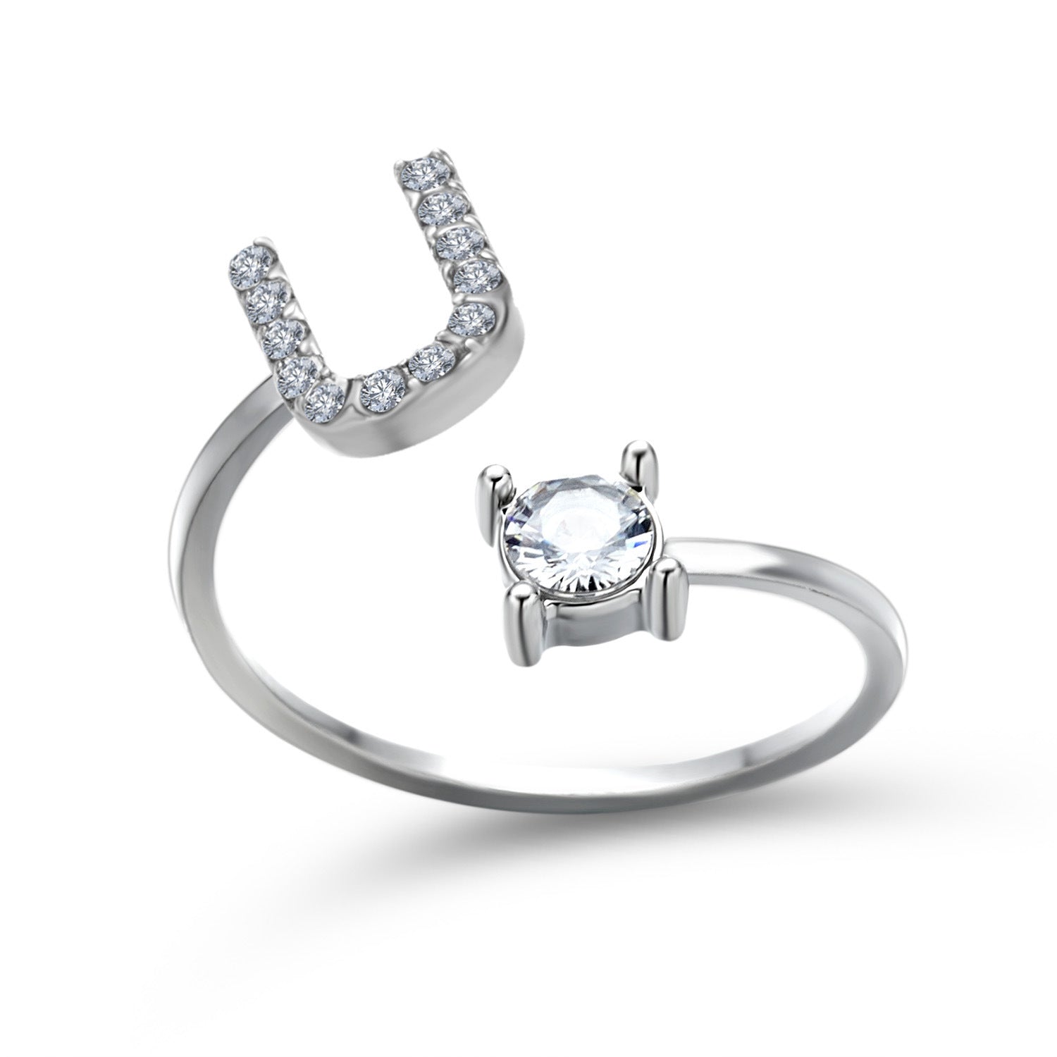 Anillo Ajustable con Inicial — Joyería de Moda para Mujer, Diseño Elegante y Simple, 26 Letras Disponibles