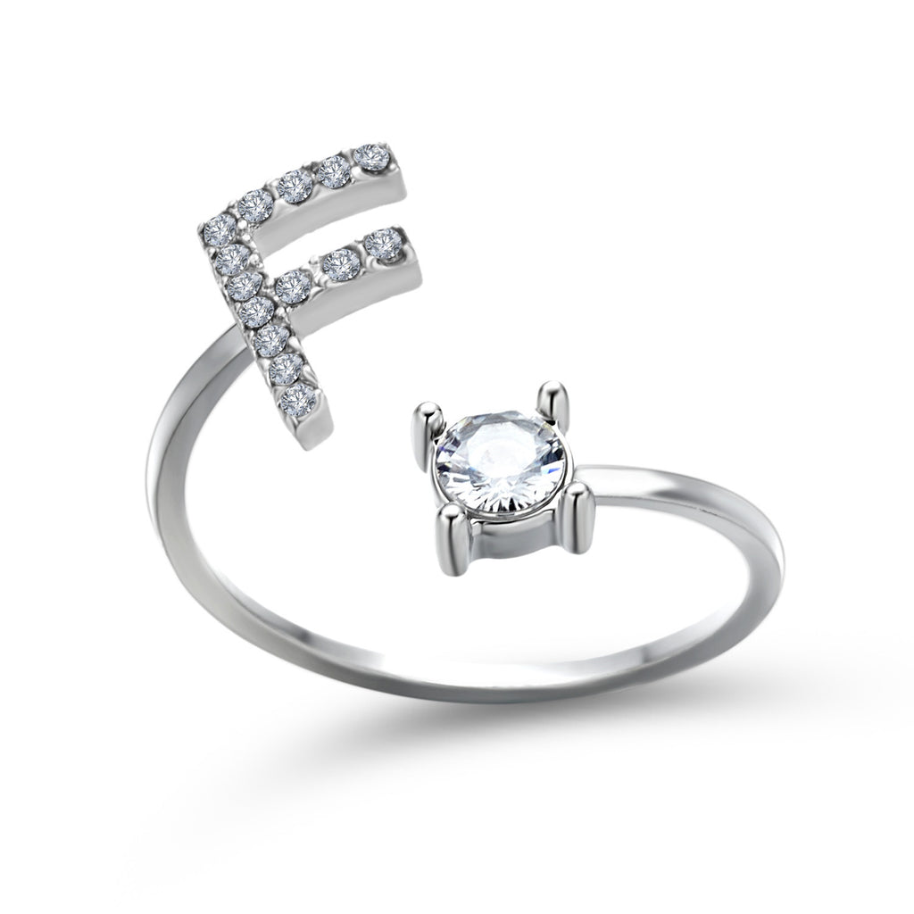 Anillo Ajustable con Inicial — Joyería de Moda para Mujer, Diseño Elegante y Simple, 26 Letras Disponibles