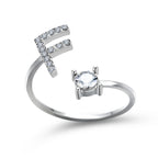 Anillo Ajustable con Inicial — Joyería de Moda para Mujer, Diseño Elegante y Simple, 26 Letras Disponibles