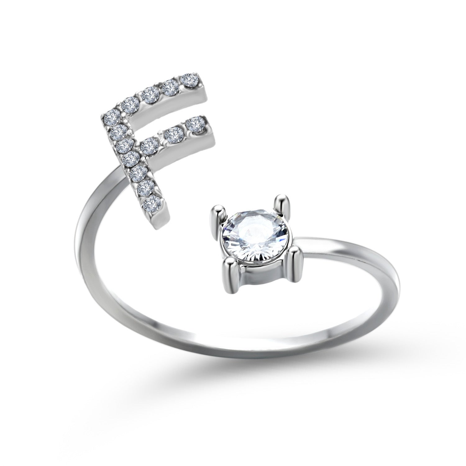 Anillo Ajustable con Inicial — Joyería de Moda para Mujer, Diseño Elegante y Simple, 26 Letras Disponibles