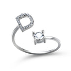 Anillo Ajustable con Inicial — Joyería de Moda para Mujer, Diseño Elegante y Simple, 26 Letras Disponibles
