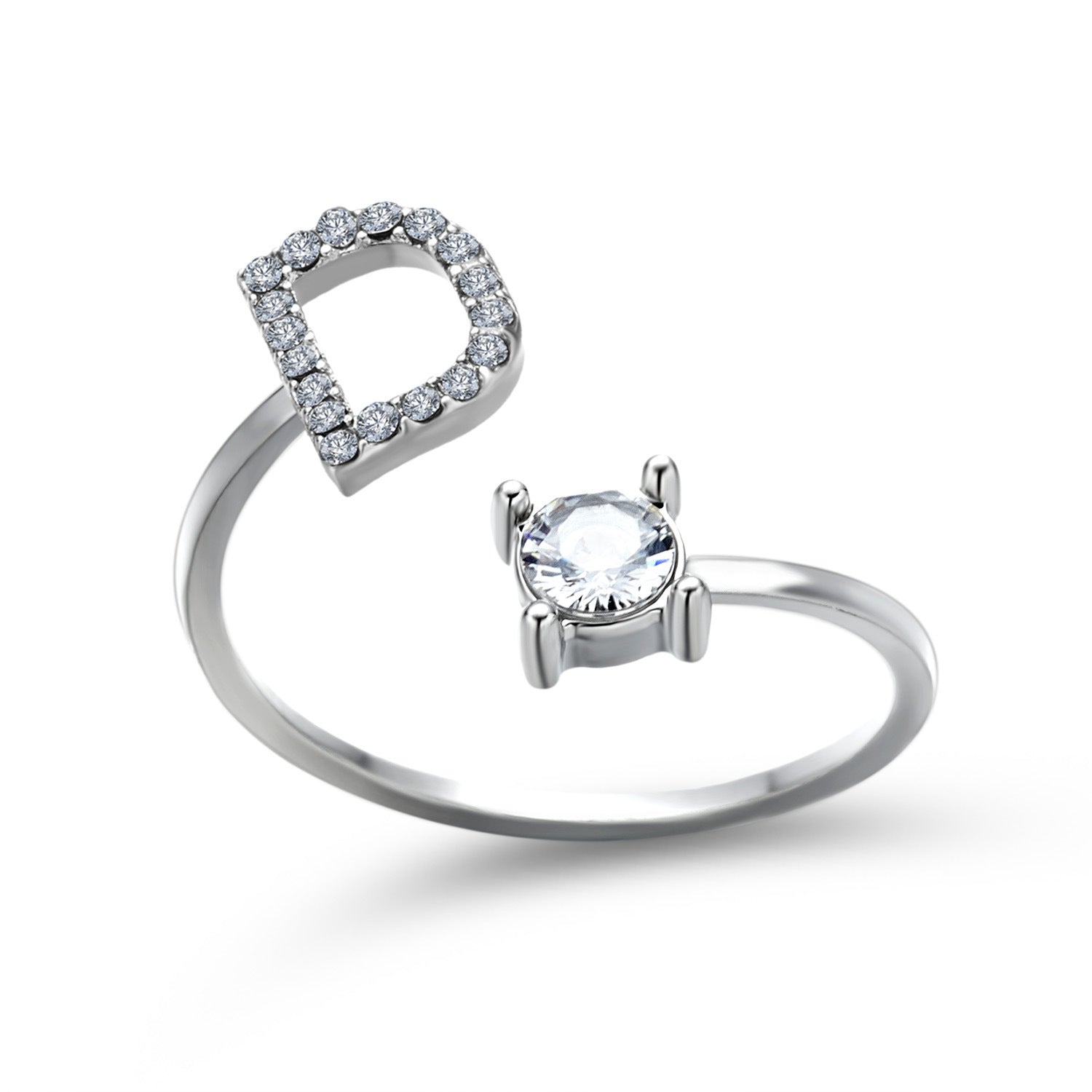 Anillo Ajustable con Inicial — Joyería de Moda para Mujer, Diseño Elegante y Simple, 26 Letras Disponibles