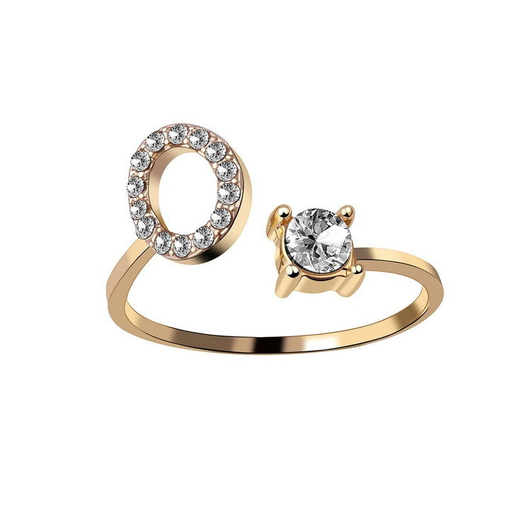 Anillo Ajustable con Inicial — Joyería de Moda para Mujer, Diseño Elegante y Simple, 26 Letras Disponibles