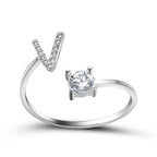 Anillo Ajustable con Inicial — Joyería de Moda para Mujer, Diseño Elegante y Simple, 26 Letras Disponibles