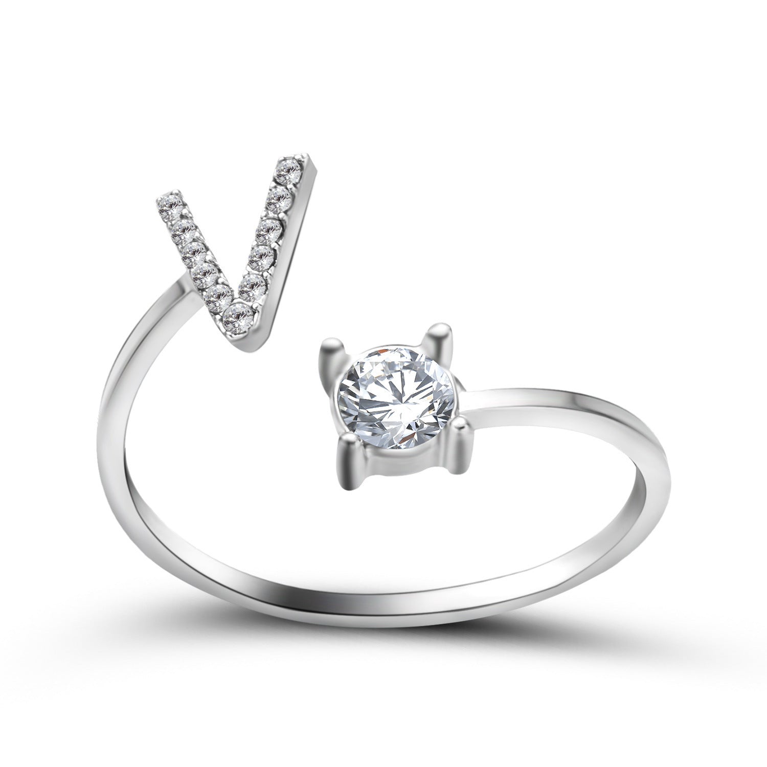 Anillo Ajustable con Inicial — Joyería de Moda para Mujer, Diseño Elegante y Simple, 26 Letras Disponibles