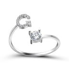 Anillo Ajustable con Inicial — Joyería de Moda para Mujer, Diseño Elegante y Simple, 26 Letras Disponibles
