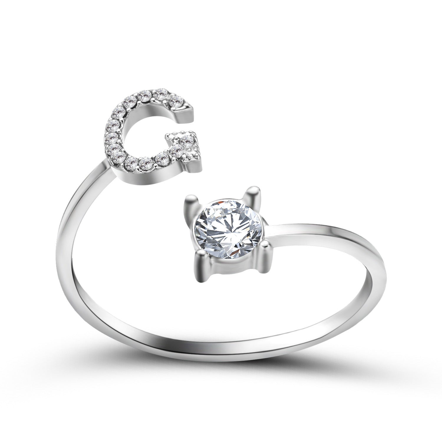 Anillo Ajustable con Inicial — Joyería de Moda para Mujer, Diseño Elegante y Simple, 26 Letras Disponibles