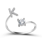 Anillo Ajustable con Inicial — Joyería de Moda para Mujer, Diseño Elegante y Simple, 26 Letras Disponibles
