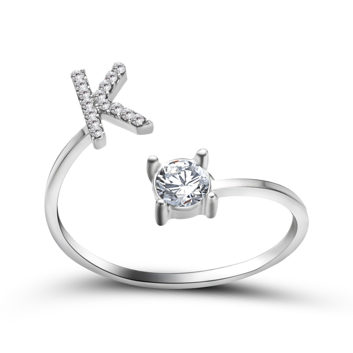 Anillo Ajustable con Inicial — Joyería de Moda para Mujer, Diseño Elegante y Simple, 26 Letras Disponibles