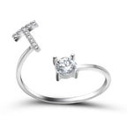 Anillo Ajustable con Inicial — Joyería de Moda para Mujer, Diseño Elegante y Simple, 26 Letras Disponibles
