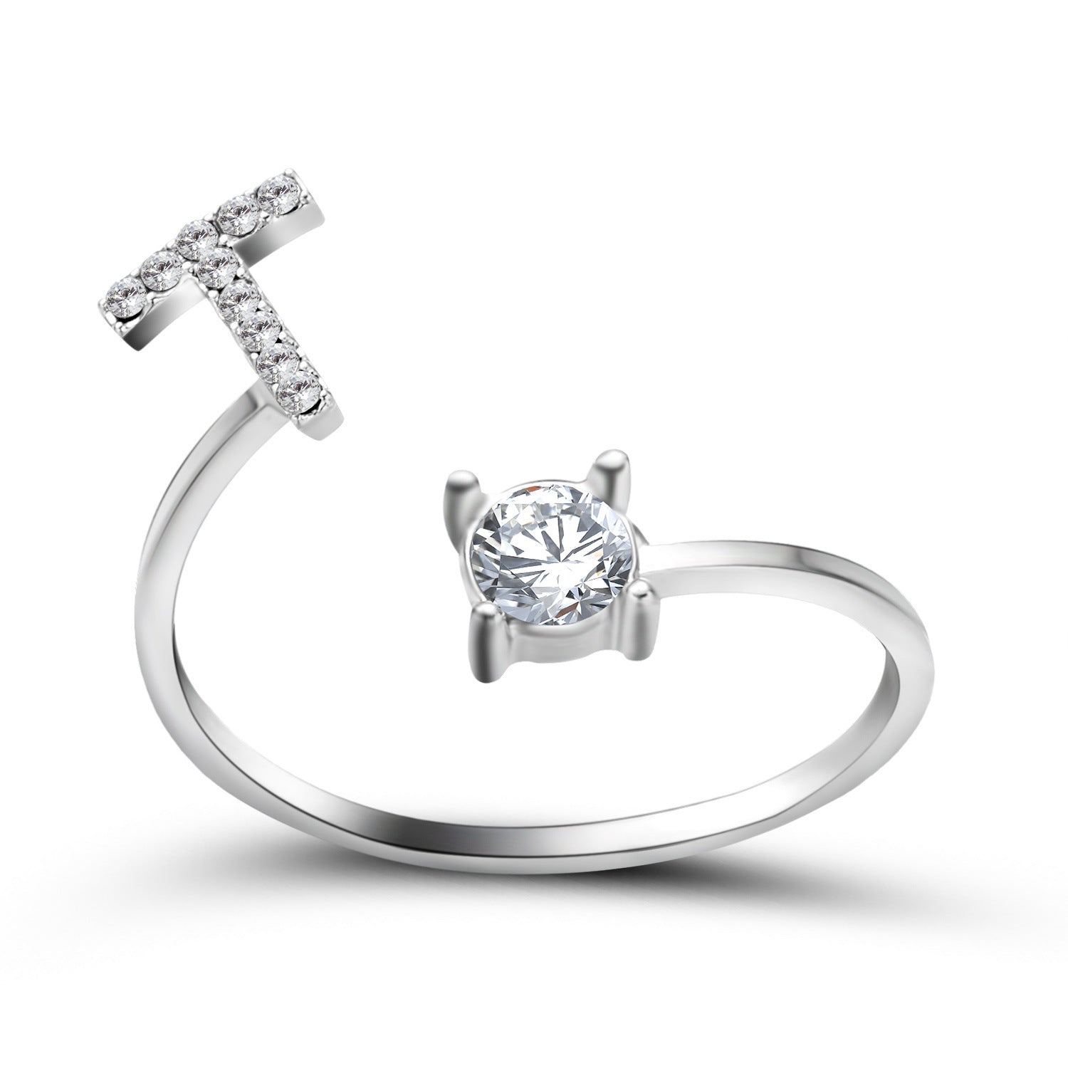 Anillo Ajustable con Inicial — Joyería de Moda para Mujer, Diseño Elegante y Simple, 26 Letras Disponibles