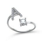 Anillo Ajustable con Inicial — Joyería de Moda para Mujer, Diseño Elegante y Simple, 26 Letras Disponibles
