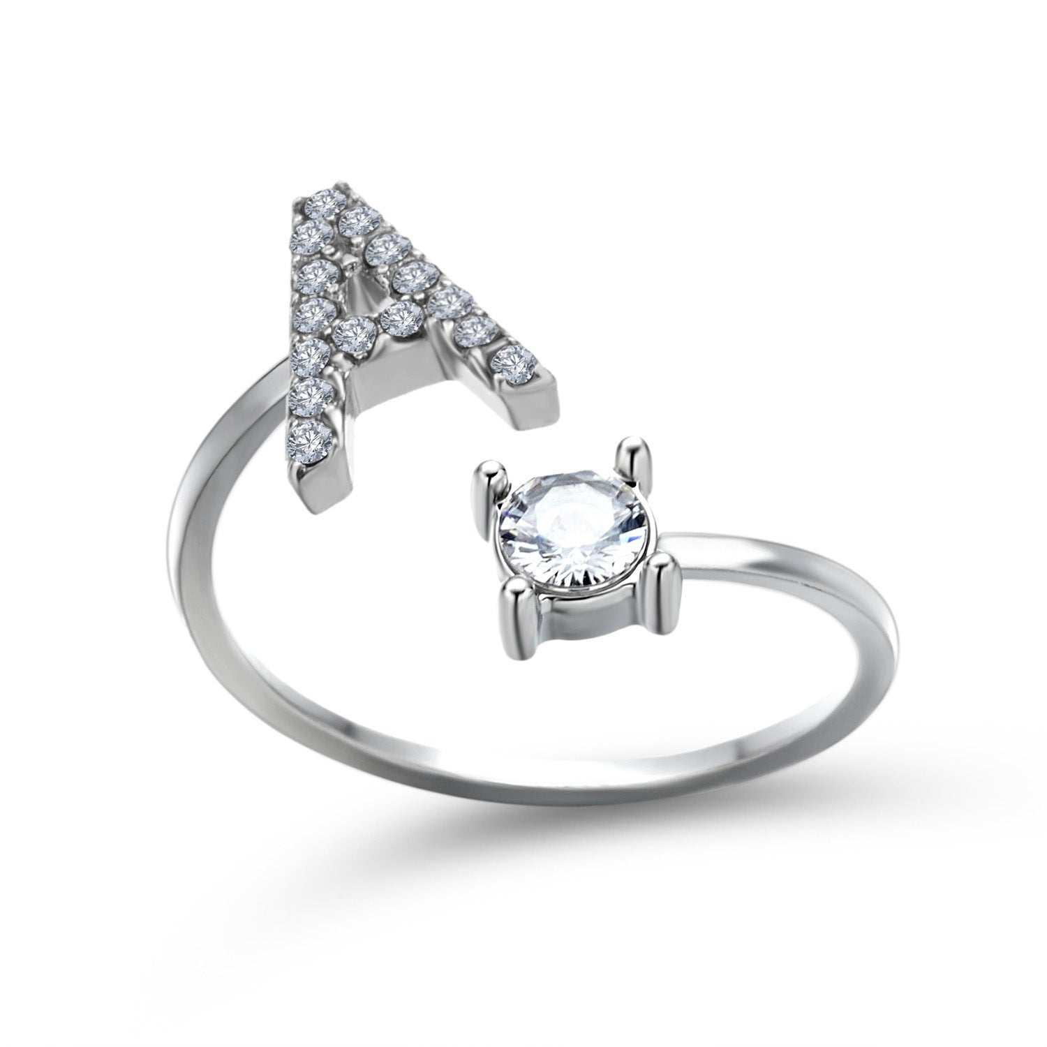 Anillo Ajustable con Inicial — Joyería de Moda para Mujer, Diseño Elegante y Simple, 26 Letras Disponibles
