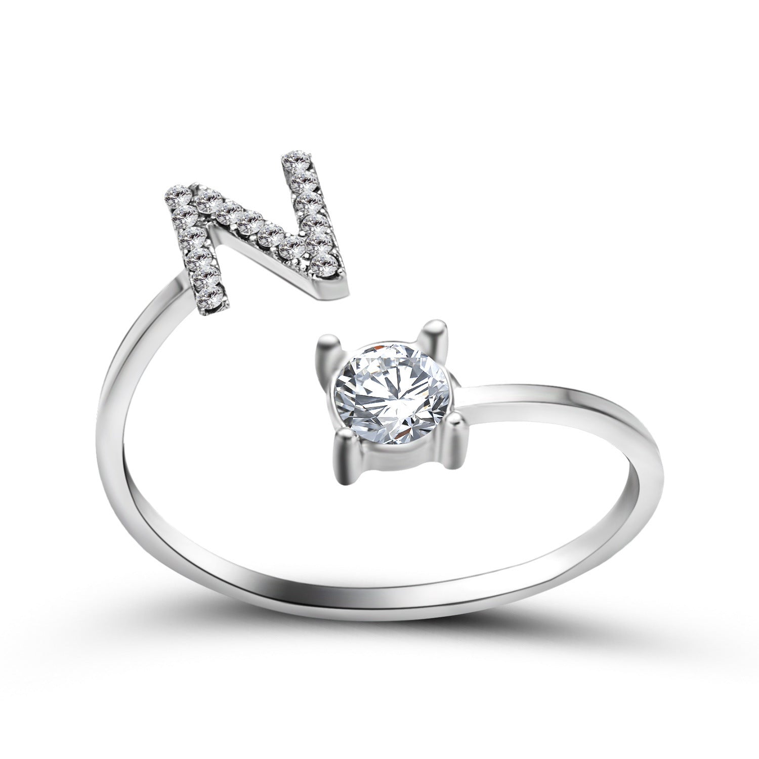 Anillo Ajustable con Inicial — Joyería de Moda para Mujer, Diseño Elegante y Simple, 26 Letras Disponibles