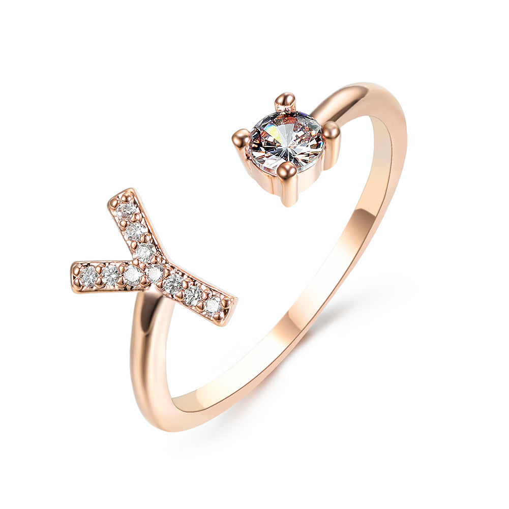 Anillo Ajustable con Inicial — Joyería de Moda para Mujer, Diseño Elegante y Simple, 26 Letras Disponibles