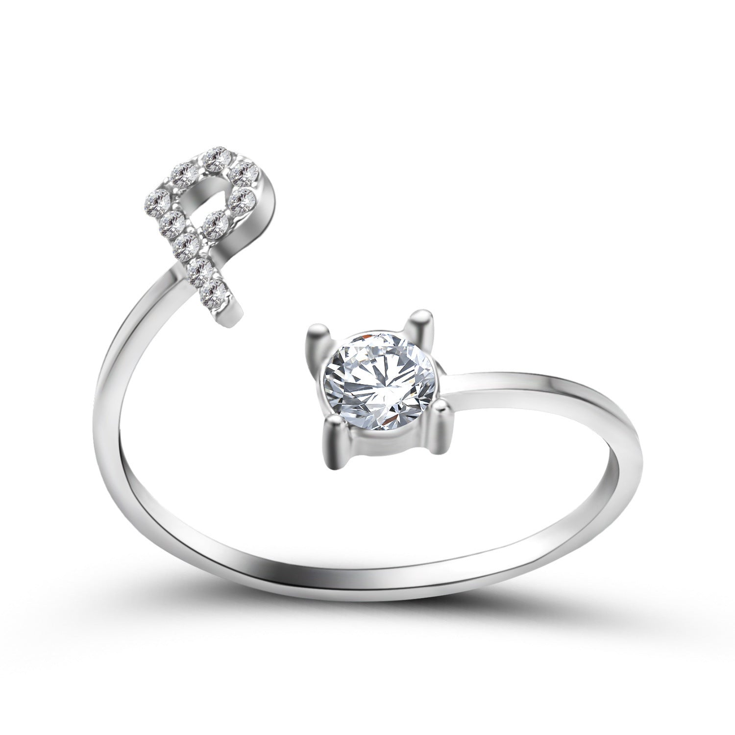 Anillo Ajustable con Inicial — Joyería de Moda para Mujer, Diseño Elegante y Simple, 26 Letras Disponibles