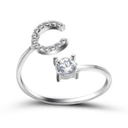 Anillo Ajustable con Inicial — Joyería de Moda para Mujer, Diseño Elegante y Simple, 26 Letras Disponibles