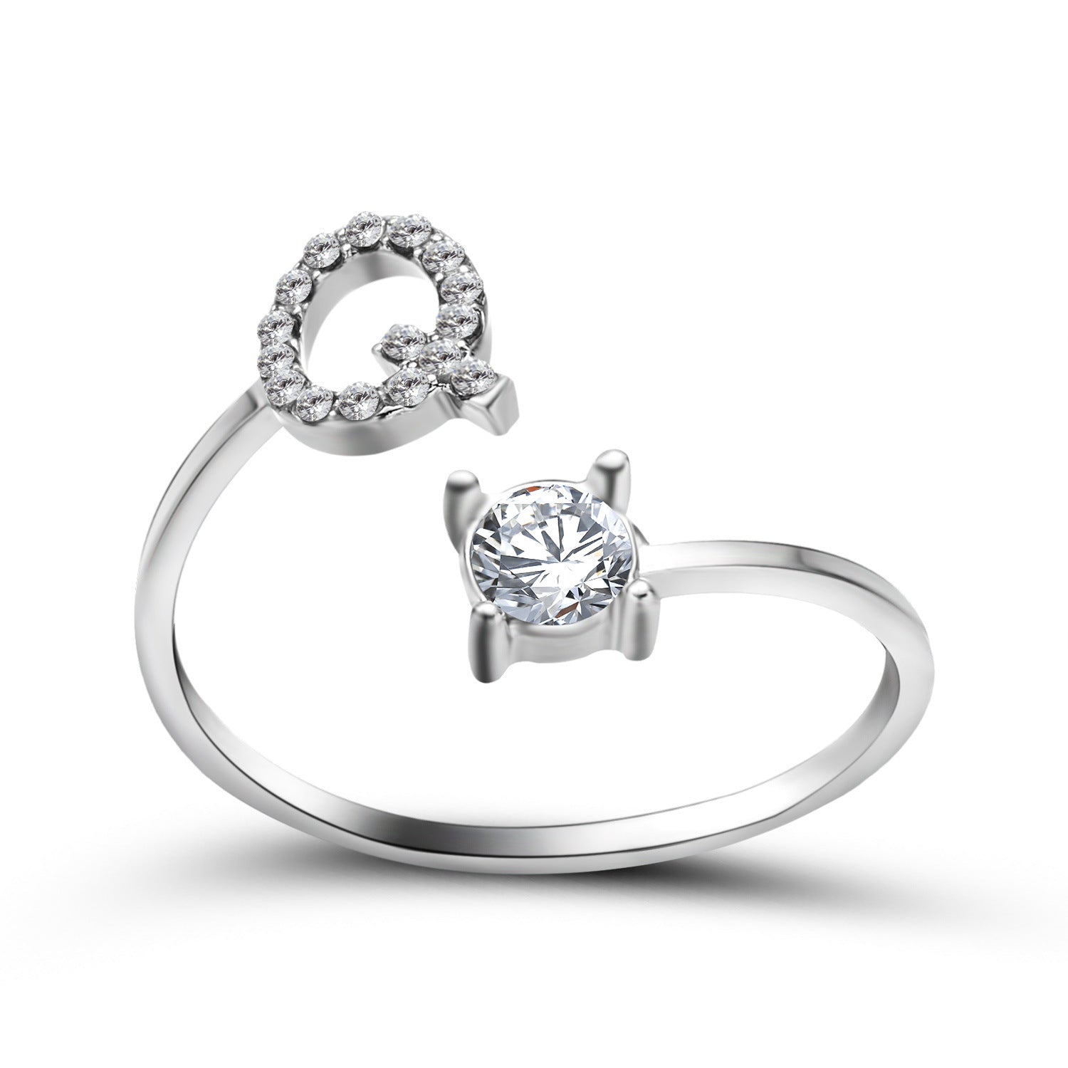 Anillo Ajustable con Inicial — Joyería de Moda para Mujer, Diseño Elegante y Simple, 26 Letras Disponibles