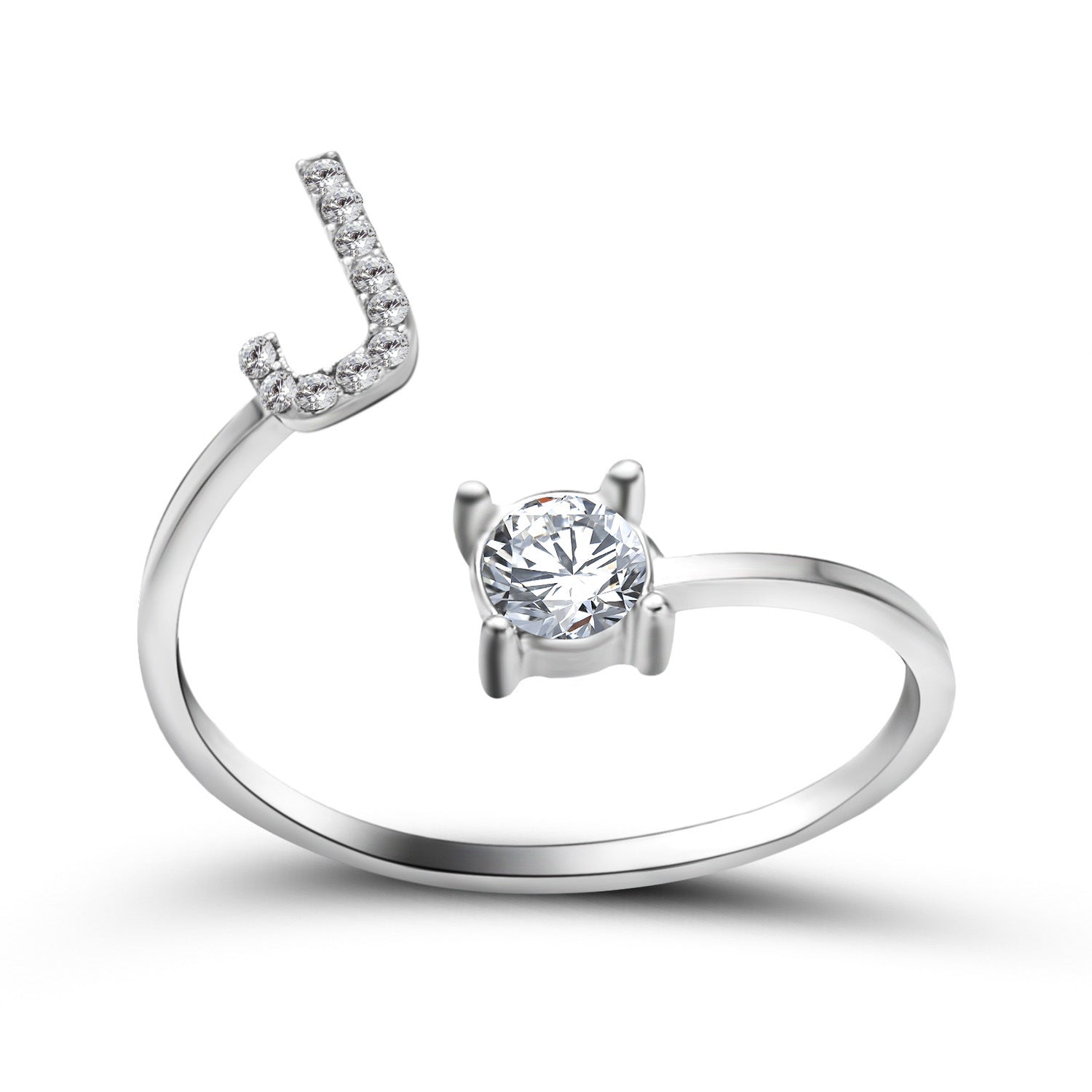 Anillo Ajustable con Inicial — Joyería de Moda para Mujer, Diseño Elegante y Simple, 26 Letras Disponibles