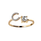 Anillo Ajustable con Inicial — Joyería de Moda para Mujer, Diseño Elegante y Simple, 26 Letras Disponibles