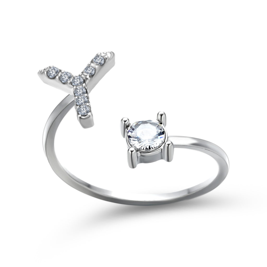 Anillo Ajustable con Inicial — Joyería de Moda para Mujer, Diseño Elegante y Simple, 26 Letras Disponibles