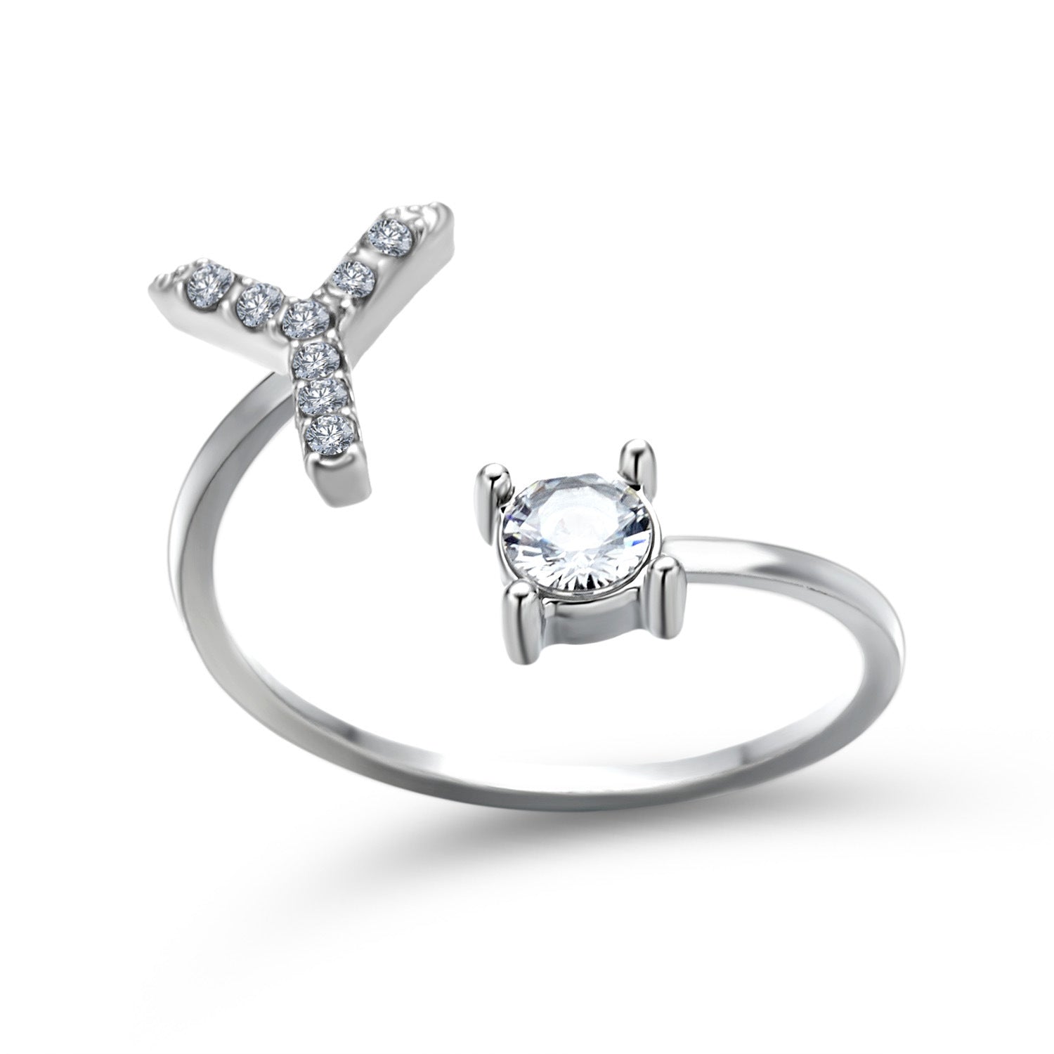 Anillo Ajustable con Inicial — Joyería de Moda para Mujer, Diseño Elegante y Simple, 26 Letras Disponibles