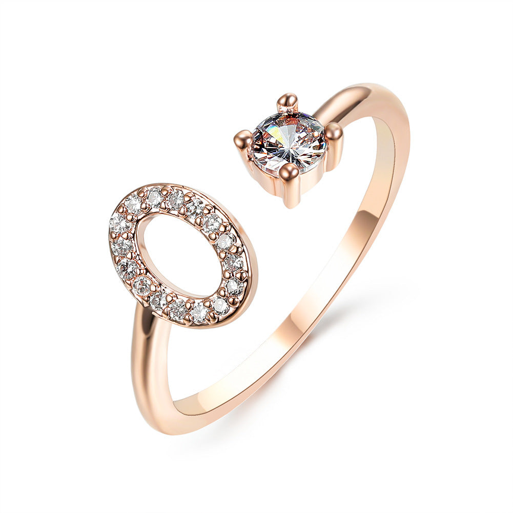 Anillo Ajustable con Inicial — Joyería de Moda para Mujer, Diseño Elegante y Simple, 26 Letras Disponibles