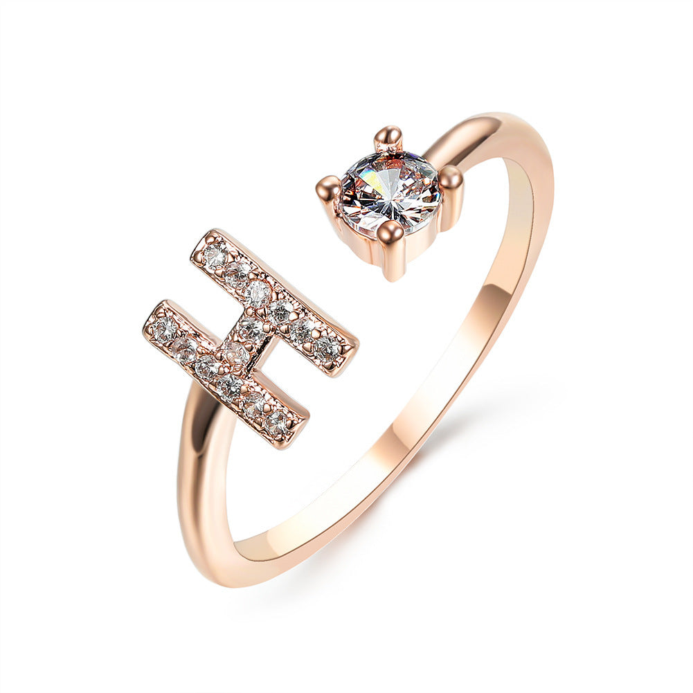 Anillo Ajustable con Inicial — Joyería de Moda para Mujer, Diseño Elegante y Simple, 26 Letras Disponibles