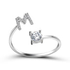 Anillo Ajustable con Inicial — Joyería de Moda para Mujer, Diseño Elegante y Simple, 26 Letras Disponibles