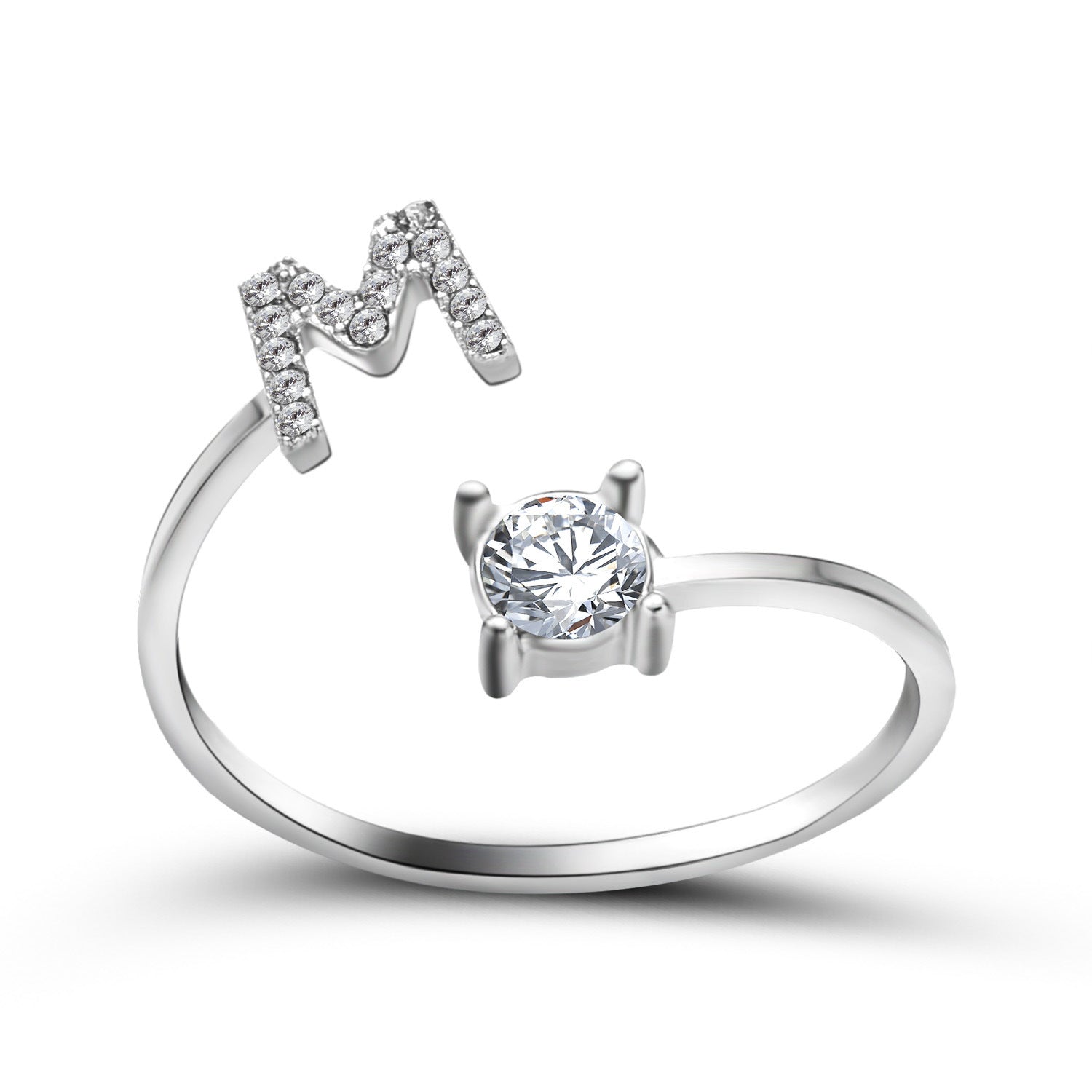 Anillo Ajustable con Inicial — Joyería de Moda para Mujer, Diseño Elegante y Simple, 26 Letras Disponibles