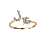 Anillo Ajustable con Inicial — Joyería de Moda para Mujer, Diseño Elegante y Simple, 26 Letras Disponibles