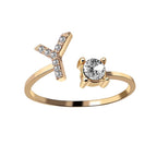 Anillo Ajustable con Inicial — Joyería de Moda para Mujer, Diseño Elegante y Simple, 26 Letras Disponibles