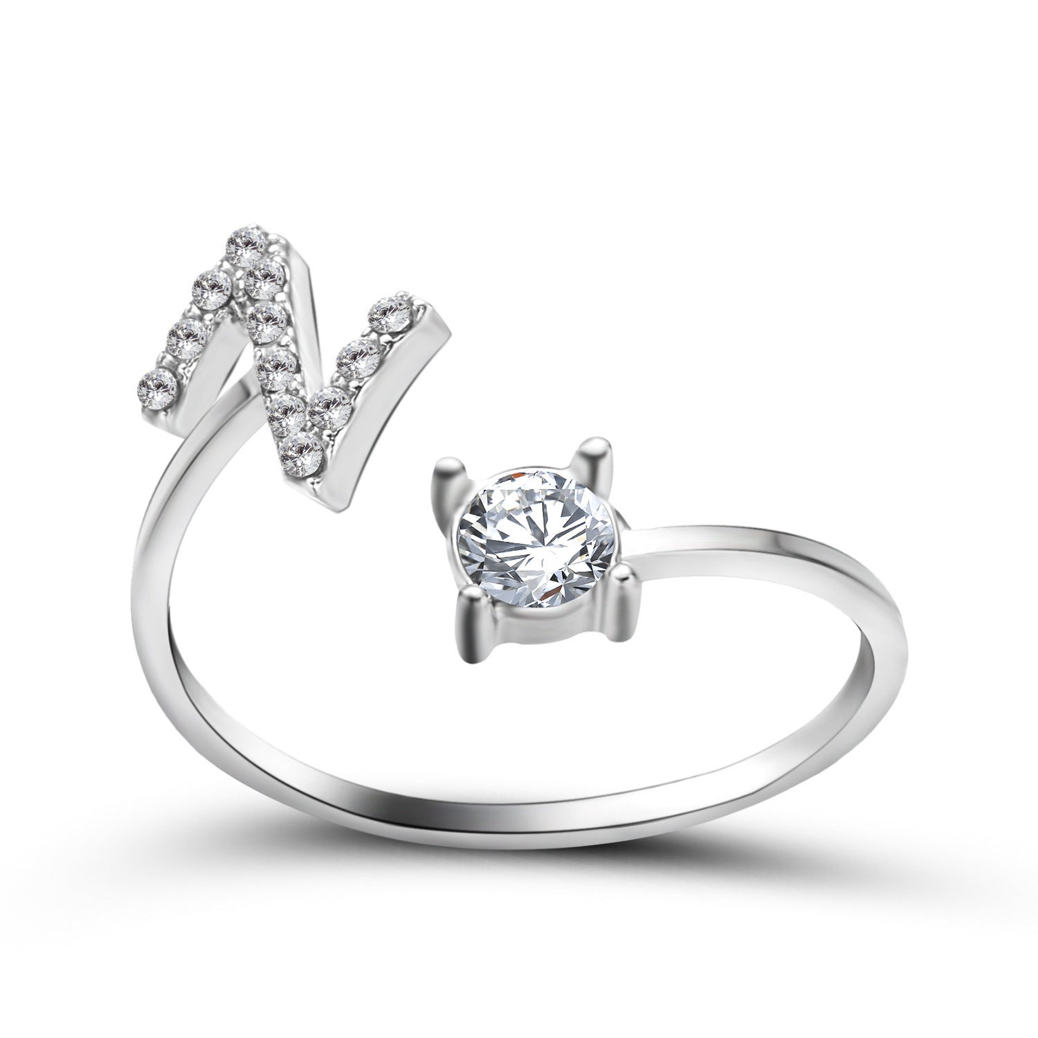 Anillo Ajustable con Inicial — Joyería de Moda para Mujer, Diseño Elegante y Simple, 26 Letras Disponibles
