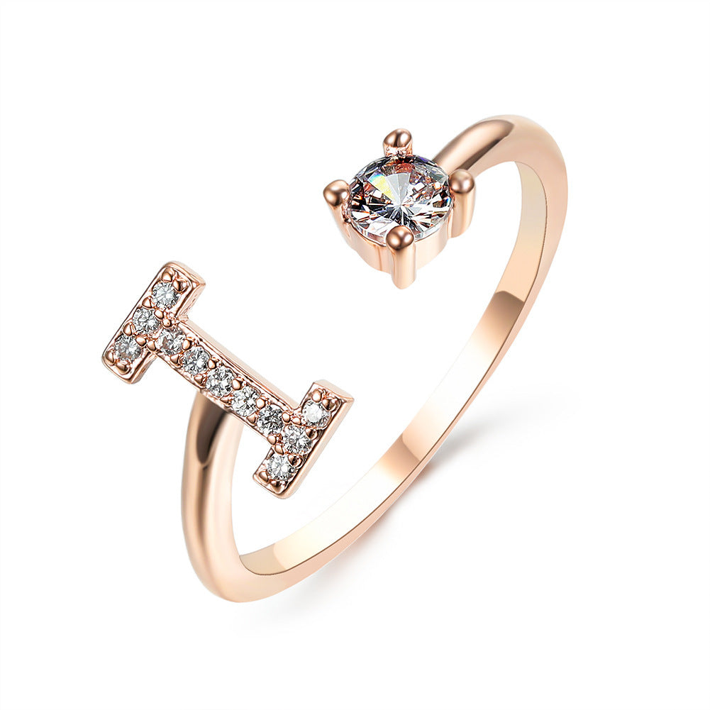 Anillo Ajustable con Inicial — Joyería de Moda para Mujer, Diseño Elegante y Simple, 26 Letras Disponibles