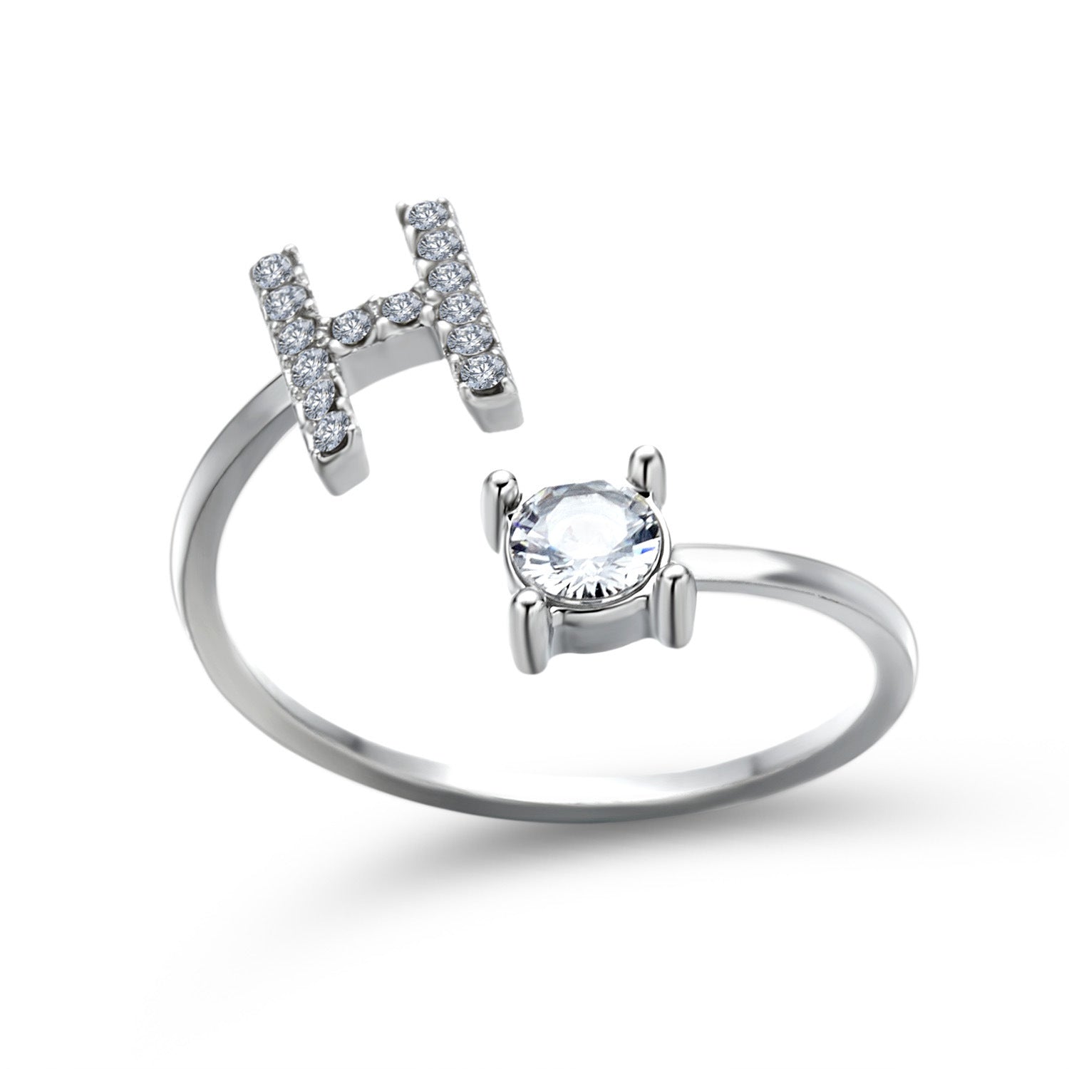 Anillo Ajustable con Inicial — Joyería de Moda para Mujer, Diseño Elegante y Simple, 26 Letras Disponibles