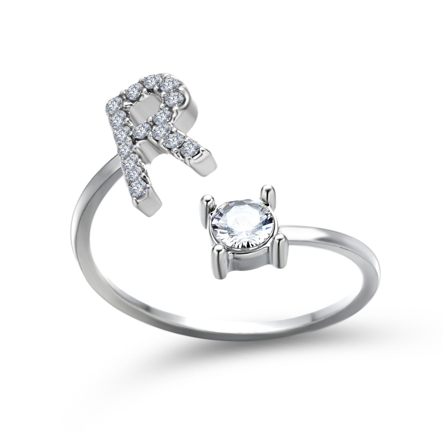 Anillo Ajustable con Inicial — Joyería de Moda para Mujer, Diseño Elegante y Simple, 26 Letras Disponibles
