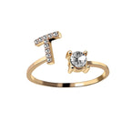 Anillo Ajustable con Inicial — Joyería de Moda para Mujer, Diseño Elegante y Simple, 26 Letras Disponibles