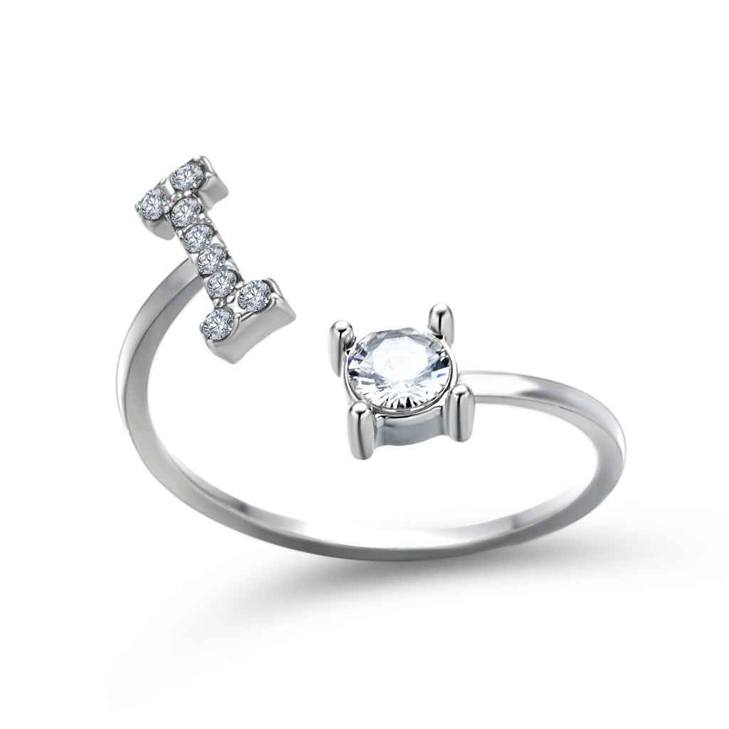 Anillo Ajustable con Inicial — Joyería de Moda para Mujer, Diseño Elegante y Simple, 26 Letras Disponibles