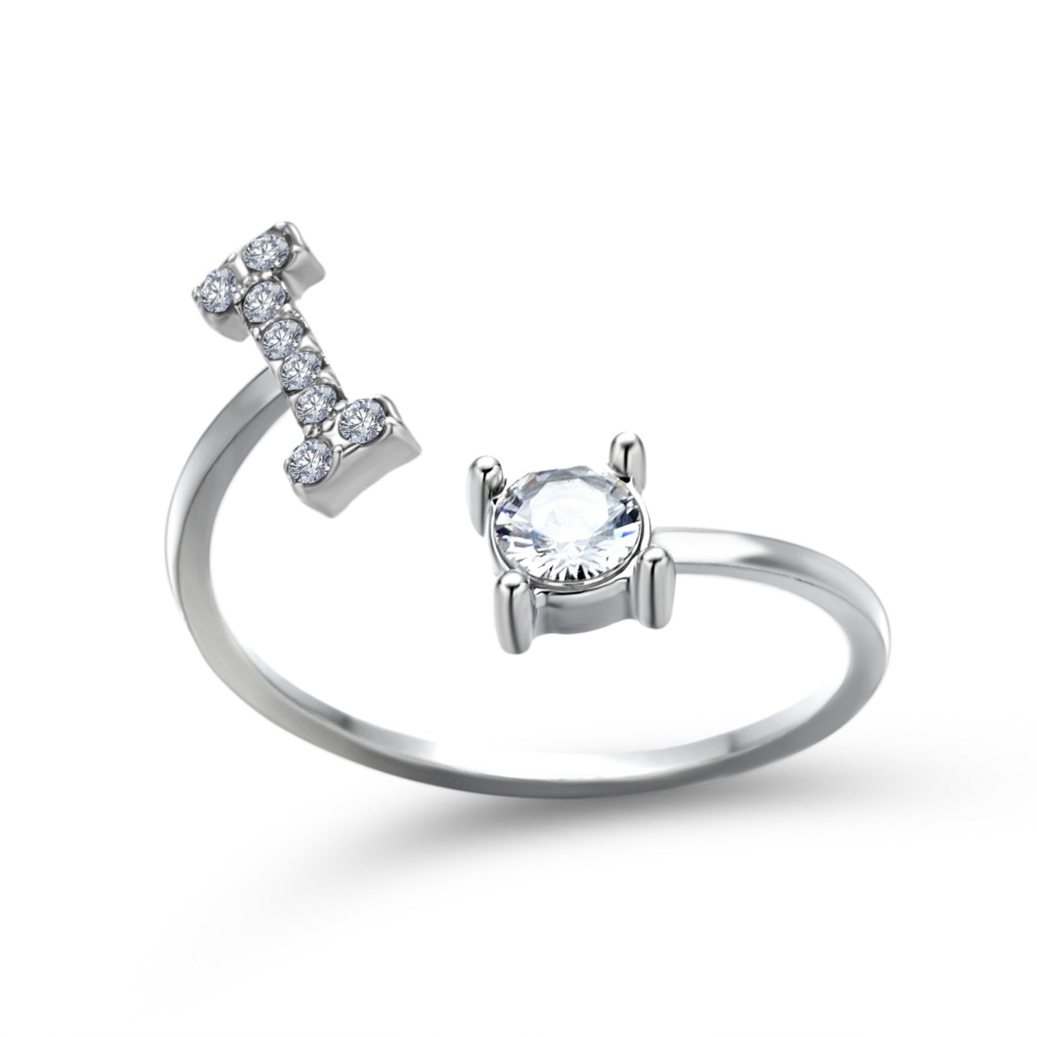 Anillo Ajustable con Inicial — Joyería de Moda para Mujer, Diseño Elegante y Simple, 26 Letras Disponibles